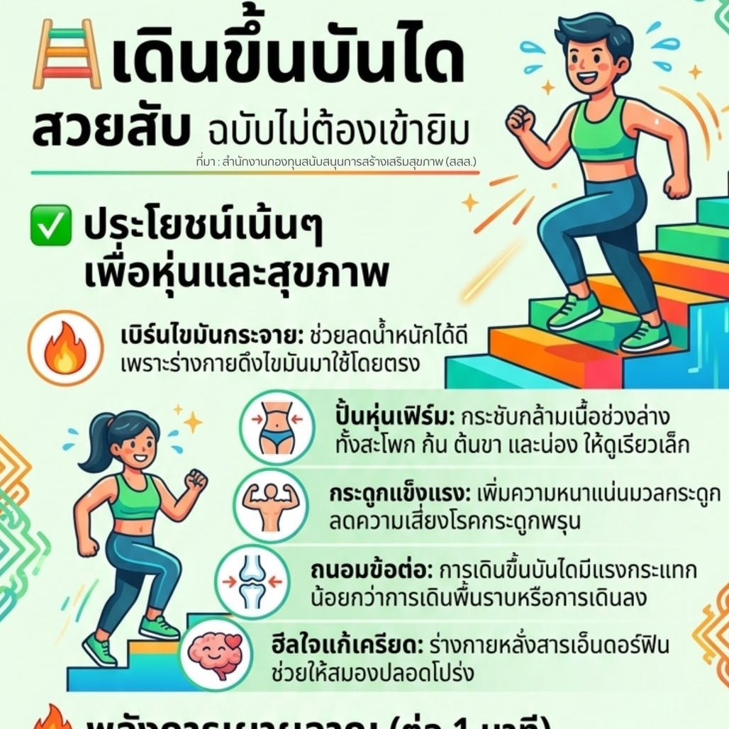 เดินขึ้นบันได สวยสับ ฉบับไม่ต้องเข้ายิม