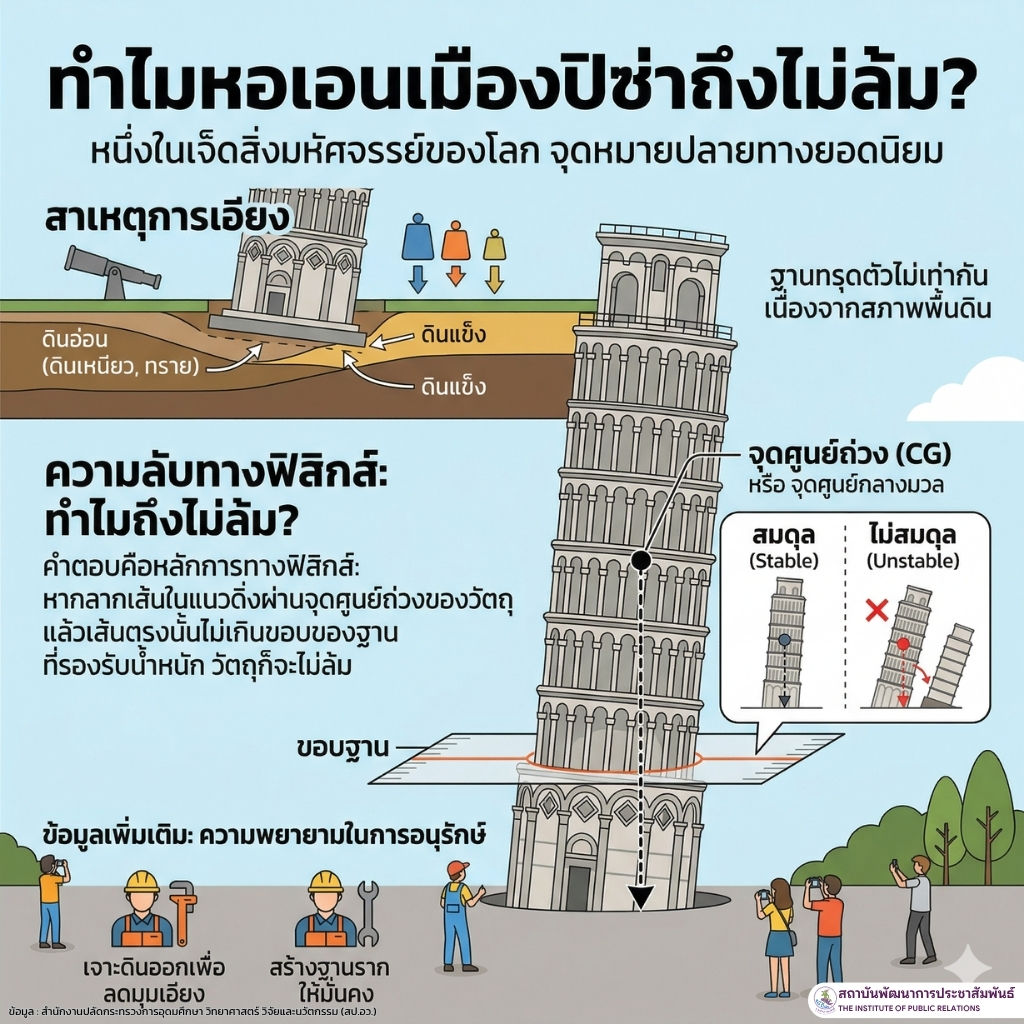 ทำไมหอเอนเมืองปิซ่าถึงไม่ล้ม