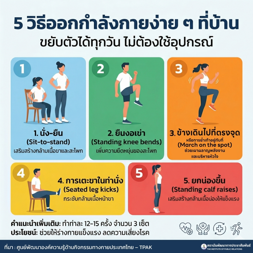 5 วิธีออกกำลังกายง่าย ๆ ที่บ้าน