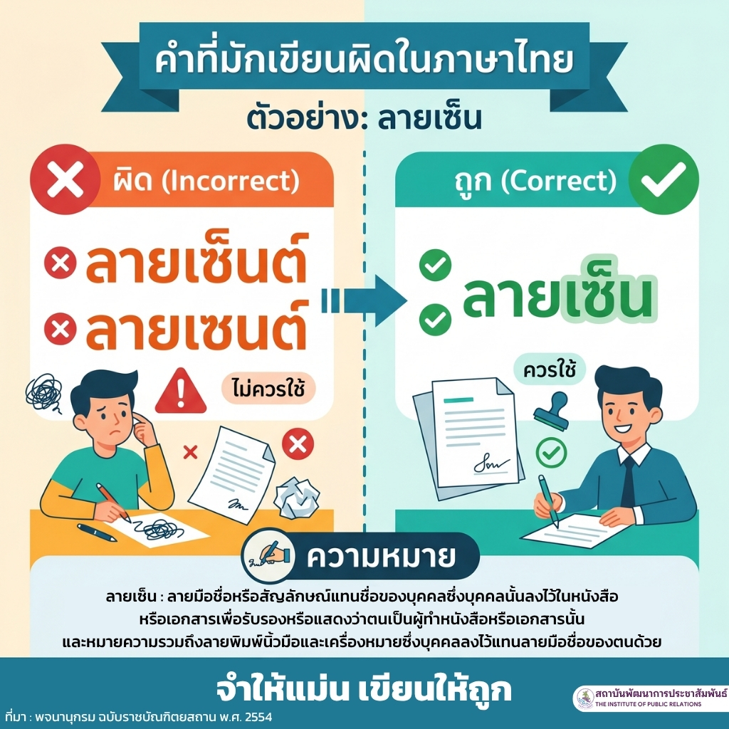 คำที่มักเขียนผิด - ลายเซ็น